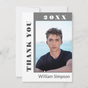 2 PHOTO Modern Simple Minimalist Graduation  Thank You Card