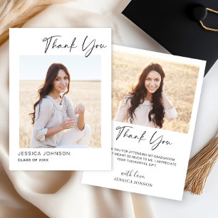 2 PHOTO Modern Simple Minimalist Graduation  Thank You Card