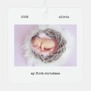 2 Photo Modern Typewriter My First Christmas Metal Tree Decoration