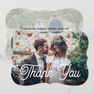 2 Photo Modern Wedding Simple Script Typography Thank You Card