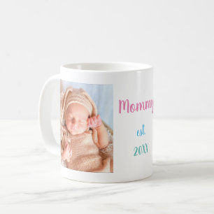 2 Photo Mommy Est Date Color Fonts Typography Coffee Mug