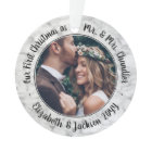 2 Photo Mr & Mrs 1st Christmas Elegant Faux Marble