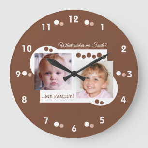 2 photo my family brown large clock