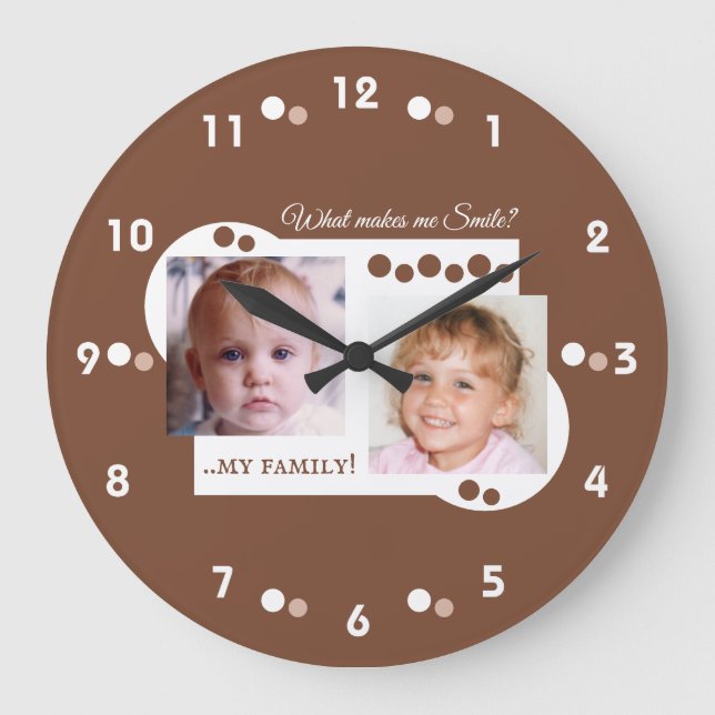 2 photo my family brown large clock (Front)
