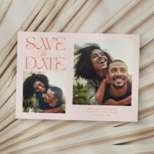 2 Photo Mystical Modern Typography Peach Save The Date