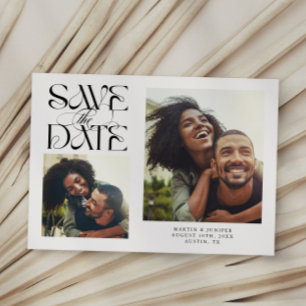 2 Photo Mystical Modern Typography White Save The Date