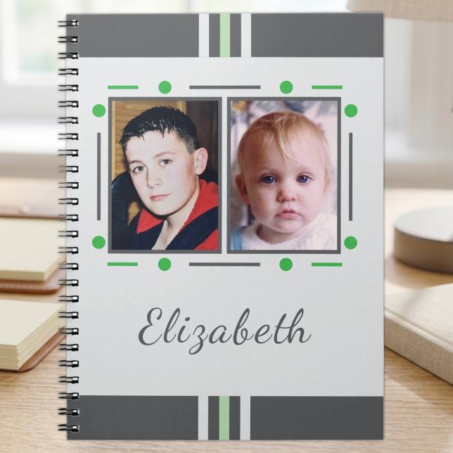 2 photo name text green grey notebook (Creator Uploaded)