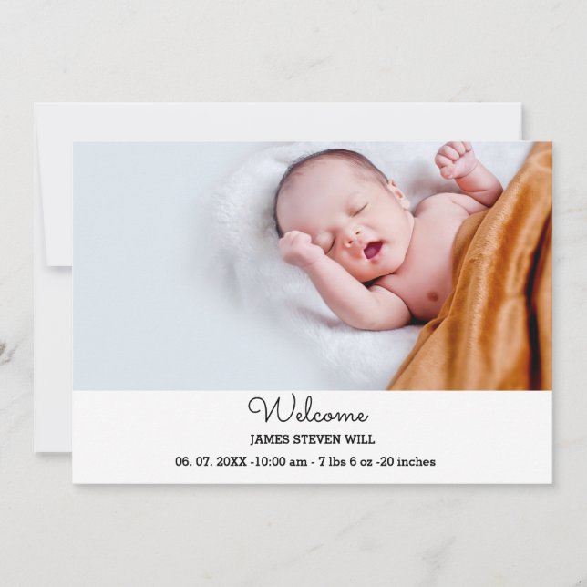 2 photo newborn welcome birth announcement (Front)