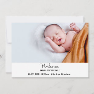 2 photo newborn welcome birth announcement