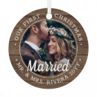 2 Photo Newlyweds 1st Xmas Married Faux Barn Wood