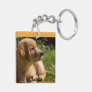 2 Photo of Dog with Personalise Name Gift Key Ring