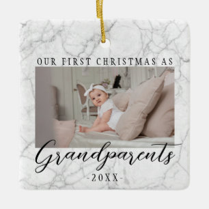 2 Photo Our First Christmas As Grandparents Cute Ceramic Ornament