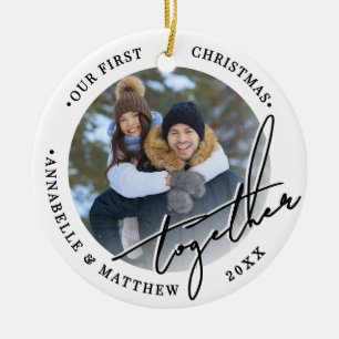 2 Photo Our First Christmas Together Photo Ceramic Tree Decoration