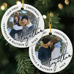 2 Photo Our First Christmas Together Photo Ceramic Tree Decoration