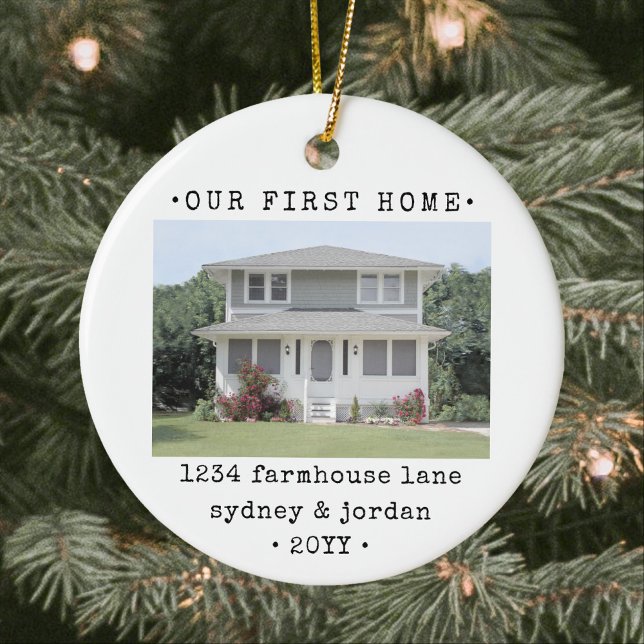 2 Photo Our First Home Modern Minimal Housewarming Ceramic Tree Decoration (Creator Uploaded)