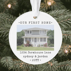 2 Photo Our First Home Modern Minimal Housewarming Ornament