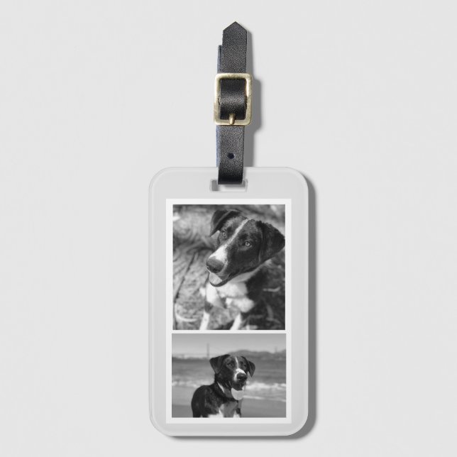 2 Photo Personalised Dog Lover Luggage Tag (Front Vertical)