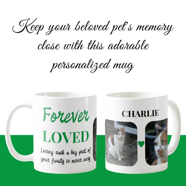 2 Photo Pet Loss Keepsake Pet Memorial green Coffee Mug (Creator Uploaded)