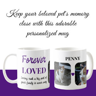 2 Photo Pet Loss Keepsake Pet Memorial purple Coffee Mug