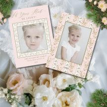 2 Photo Pink Floral Cottage Core Christmas
