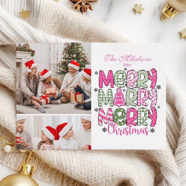 2 Photo Pink Green Merry Christmas Holiday (Creator Uploaded)