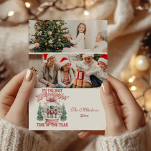 2 Photo Pink  Nutcracker Christmas Wonderland Glob Holiday Card