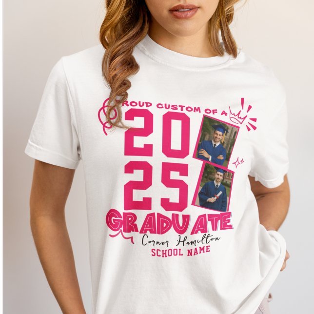 2 Photo Proud Family Personalised Graduation  Tri-Blend Shirt (Creator Uploaded)