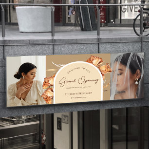 2 Photo Retro Arch Flower Business Grand Opening Banner