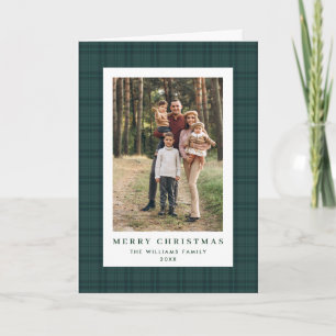 2 Photo Retro Christmas Plaid Greeting Holiday Card