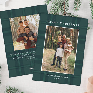 2 Photo Retro Christmas Plaid Greeting Holiday Card