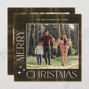 2 Photo Retro Christmas Plaid Greeting Holiday Card