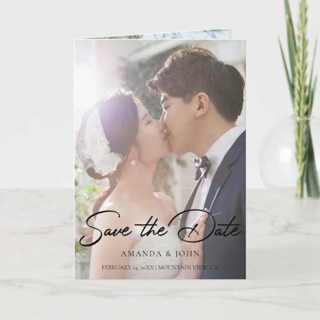 2 Photo Save The Date Wedding Invitation (Front)