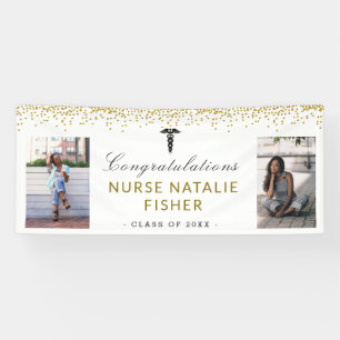 2 Photo Script Congratulations Nurse Gold Confetti Banner