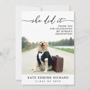 2 Photo Script Heart Dog Graduation Thank You Card