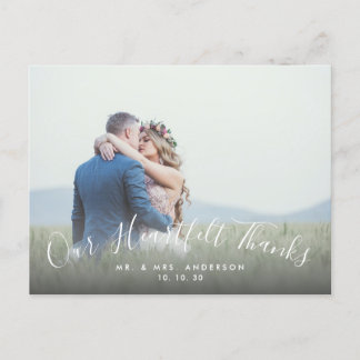 2 Photo Script Heartfelt Thanks Wedding Thank You Postcard