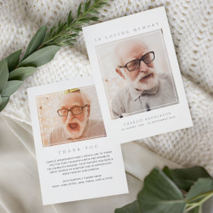 2-Photo Simple Modern Loving Memory Funeral Thank You Card