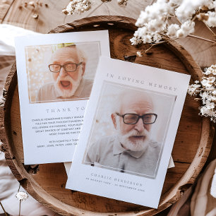 2-Photo Simple Modern Loving Memory Funeral Thank You Card