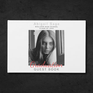 2 Photo Simple Modern Minimalist Graduation Guest Book
