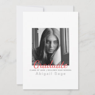 2 Photo Simple Modern Minimalist Graduation Invitation