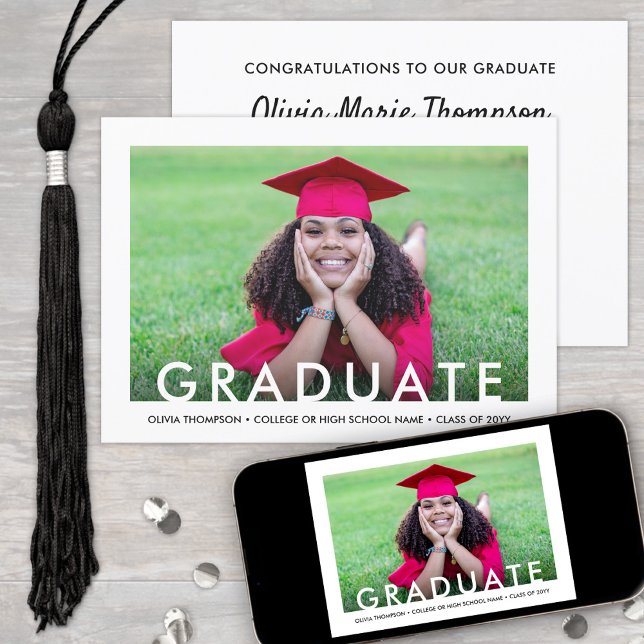 2 Photo Simple Modern Minimalist Graduation Party Invitation (Creator Uploaded)