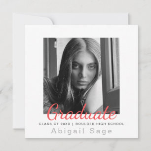2 Photo Simple Modern Minimalist Square Graduation Announcement