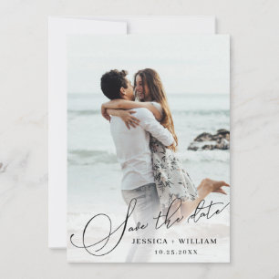 2 Photo Simply Elegant Calligraphy Wedding Save The Date