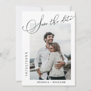 2 Photo Simply Elegant Calligraphy Wedding Save The Date