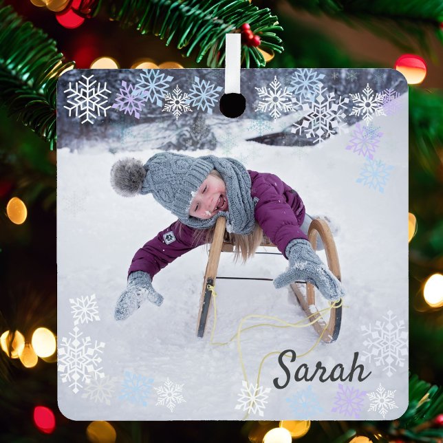 2 Photo Snow Overlay Design Adds Snowflakes Metal Tree Decoration (Creator Uploaded)