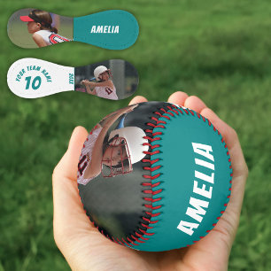 2 Photo Softball Teal Player Number Team Name