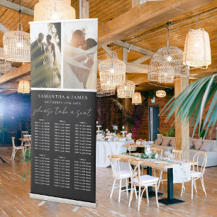 2 Photo Take a Seat Black Wedding Seating Chart Retractable Banner