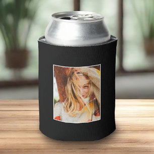 2 Photo Template Double Sided Black Can Cooler