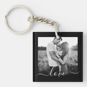 2 Photo Template Double Sided Love Text Black Keyc Key Ring