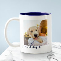 2 Photo Template Double Sided Love Text Deep Blue