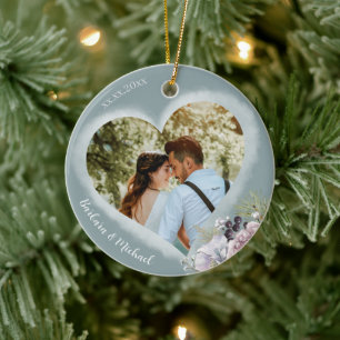 2 Photo Template Personalised  Ceramic Tree Decoration